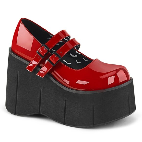 Demonia Shoes - Demonia Kera 08 Red Patent Platform Mary Jane Shoe Sandals